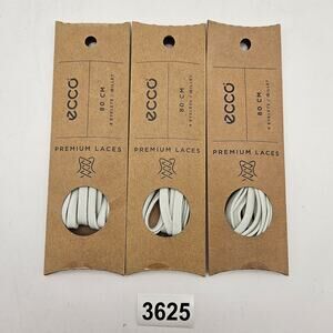 LOT OF 3 - ECCO PREMIUM LACES 80CM SHADOW WHITE FLAT NIB 1X3 PAIRS